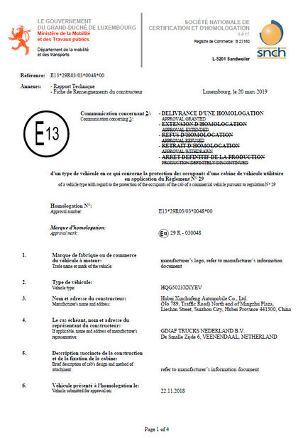 ΚΙΝΑ CHINA SINOMACH HEAVY INDUSTRY CO., LIMITED Πιστοποιήσεις